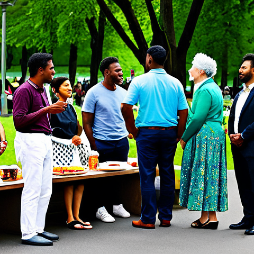 이민정책과 국경 문제 - Diverse Community Gathering**
"A group of people from various ethnic backgrounds are participating ...