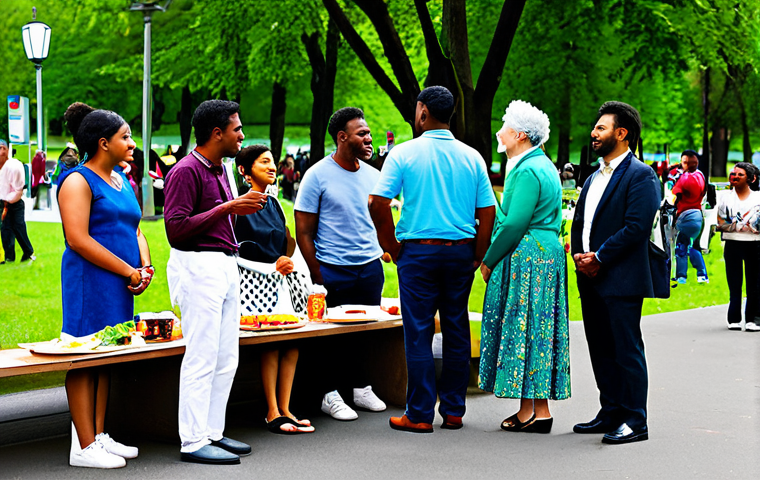 이민정책과 국경 문제 - Diverse Community Gathering**
"A group of people from various ethnic backgrounds are participating ...